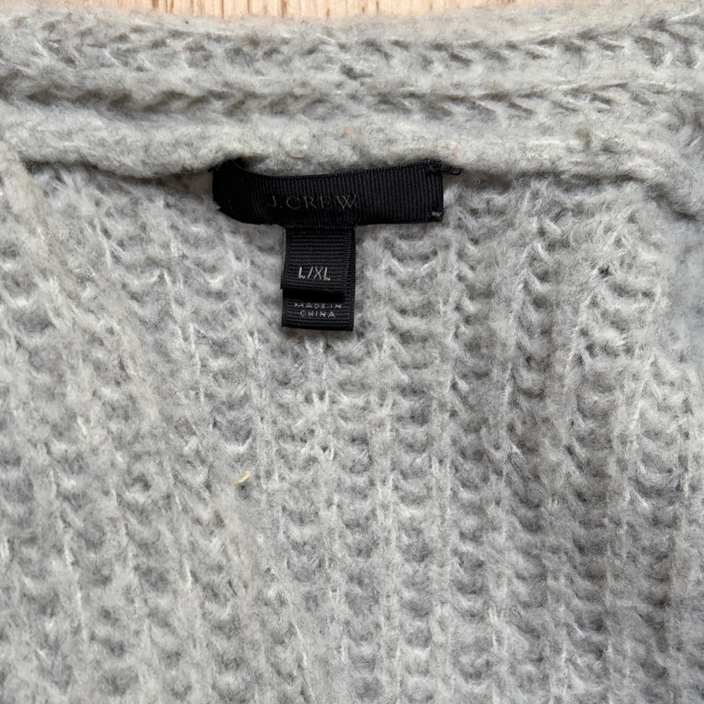 J. Crew Light Gray Ribbed Open-Front Cardigan Coat - Picture 13 of 14